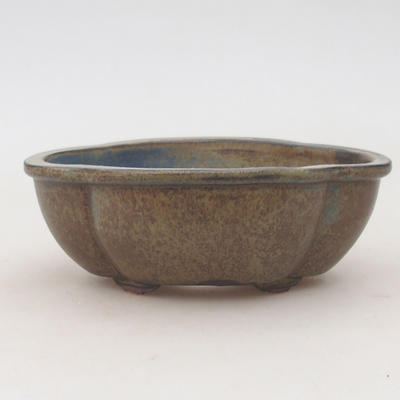 Ceramic bonsai bowl 12.5 x 10.5 x 4.5 cm, brown-blue color - 1