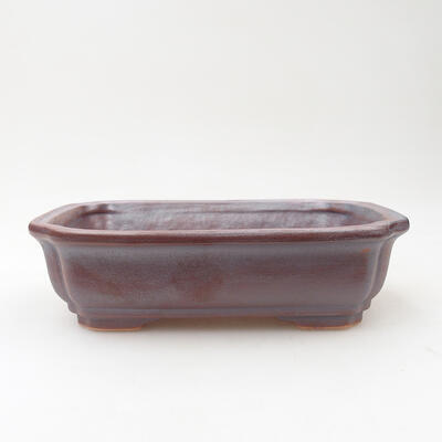 Ceramic bonsai bowl 17.5 x 13.5 x 5.5 cm, brown color - 1