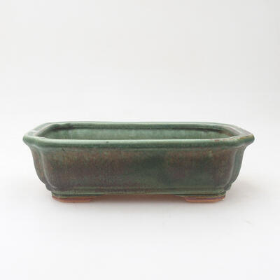 Ceramic bonsai bowl 17.5 x 13.5 x 5.5 cm, color green-brown - 1