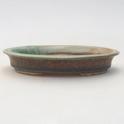 Ceramic bonsai bowl 12.5 x 11 x 2 cm, color brown-green - 1