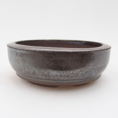 Ceramic bonsai bowl 10 x 10 x 3 cm, brown-green color - 1