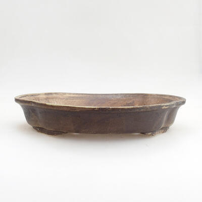 Ceramic bonsai bowl 29 x 26 x 5.5 cm, brown color - 1