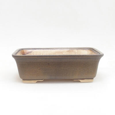Ceramic bonsai bowl 21.5 x 16.5 x 7 cm, brown color - 1