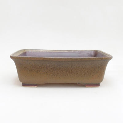 Ceramic bonsai bowl 21.5 x 16.5 x 7 cm, brown color - 1