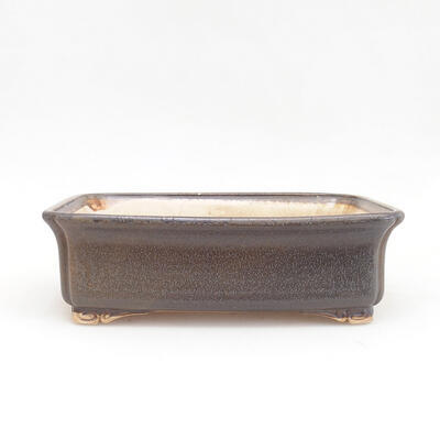 Ceramic bonsai bowl 19.5 x 15.5 x 6.5 cm, brown color - 1