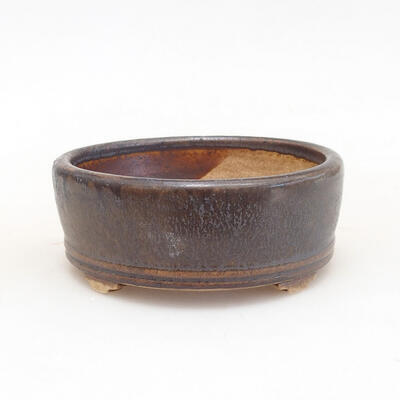 Ceramic bonsai bowl 8.5 x 8.5 x 3.5 cm, brown color - 1