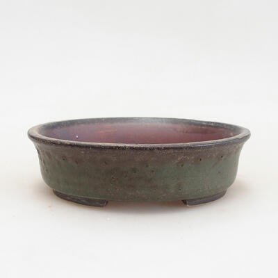 Ceramic bonsai bowl 12.5 x 11.5 x 3.5 cm, color green-brown - 1