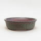 Ceramic bonsai bowl 12.5 x 11.5 x 3.5 cm, color green-brown - 1/3