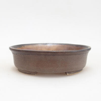 Ceramic bonsai bowl 12.5 x 11.5 x 3.5 cm, brown color - 1