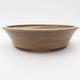 Ceramic bonsai bowl 17,5 x 17,5 x 4,5 cm, yellow-brown color - 1/4