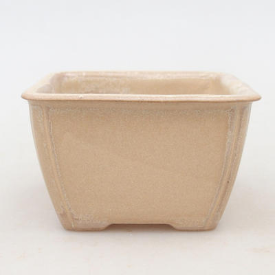 Ceramic bonsai bowl 8.8 x 8.5 x 5 cm, beige color - 1