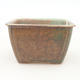 Ceramic bonsai bowl 8.5 x 8.5 x 5 cm, color brown-green - 1/3