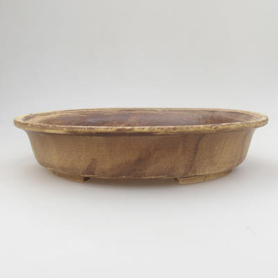 Ceramic bonsai bowl 24 x 21 x 5 cm, brown-yellow color - 1