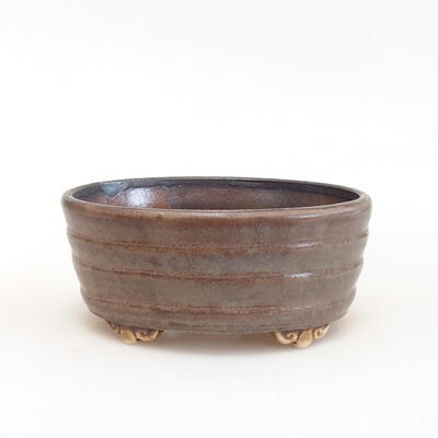 Ceramic bonsai bowl 11 x 9.5 x 3.5 cm, color brown - 1