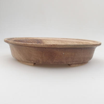 Ceramic bonsai bowl 24 x 21 x 5 cm, brown-beige color - 1