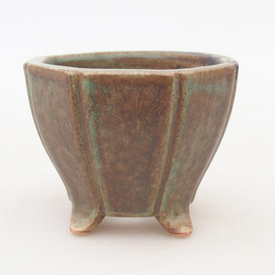 Ceramic bonsai bowl 7 x 7 x 6 cm, color brown-green - 1