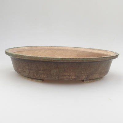 Ceramic bonsai bowl 24 x 21 x 5 cm, brown-green color - 1