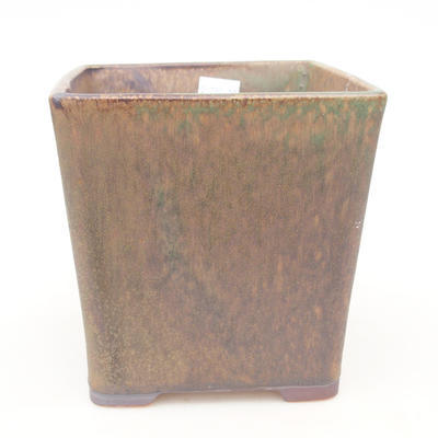 Ceramic bonsai bowl 13.5 x 13.5 x 13.5 cm, color brown-green - 1