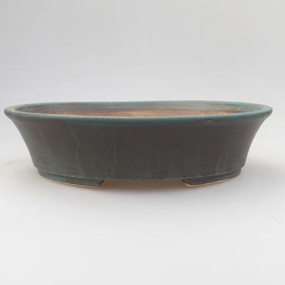 Ceramic bonsai bowl 21,5 x 18 x 5 cm, green-brown color - 1