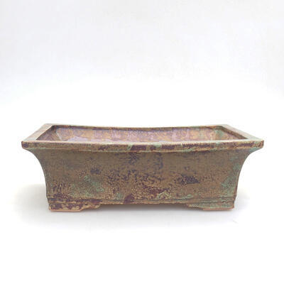 Ceramic bonsai bowl 20.5 x 15.5 x 7 cm, color green-brown - 1
