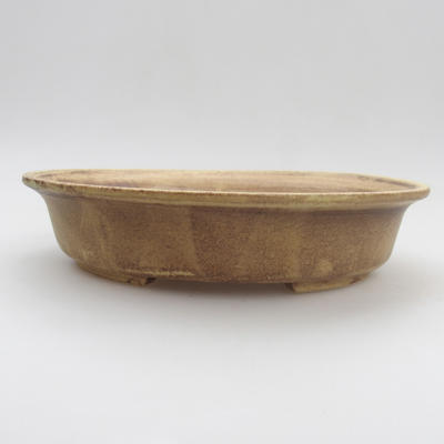 Ceramic bonsai bowl 20,5 x 18 x 4,5 cm, yellow-brown color - 1