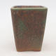 Ceramic bonsai bowl 8.5 x 8.5 x 11 cm, color brown-green - 1/3