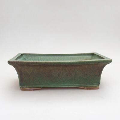 Ceramic bonsai bowl 20.5 x 15.5 x 7 cm, color green-brown - 1