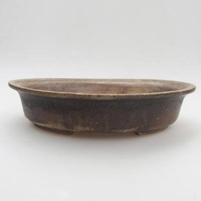 Ceramic bonsai bowl 20,5 x 18 x 4,5 cm, brown-green color - 1