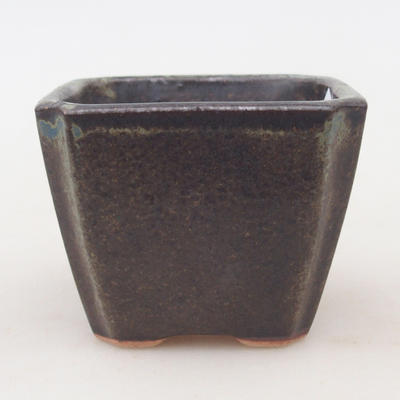 Ceramic bonsai bowl 7 x 7 x 5.5 cm, brown-blue color - 1