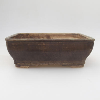 Ceramic bonsai bowl 17,5 x 14,5 x 5,5 cm, brown-green color - 1