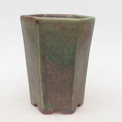 Ceramic bonsai bowl 13 x 12 x 17 cm, color brown-green - 1