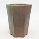Ceramic bonsai bowl 13 x 12 x 17 cm, color brown-green - 1/3
