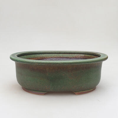 Ceramic bonsai bowl 22 x 18 x 8 cm, color green-brown - 1