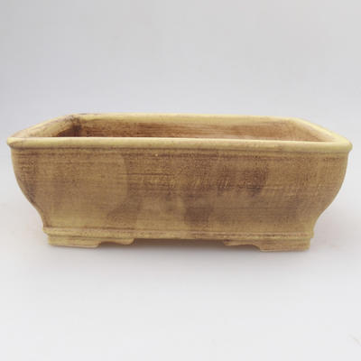 Ceramic bonsai bowl 17,5 x 14,5 x 5,5 cm, yellow-brown color - 1