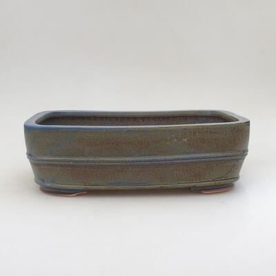 Ceramic bonsai bowl 23.5 x 18.5 x 7.5 cm, color blue-brown - 1