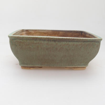 Ceramic bonsai bowl 15 x 12 x 5 cm, green-brown color - 1