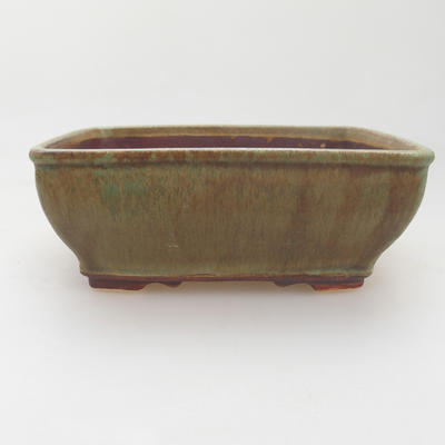 Ceramic bonsai bowl 15 x 12 x 5 cm, green-brown color - 1