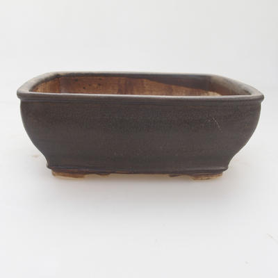Ceramic bonsai bowl 15 x 12 x 5 cm, brown color - 1