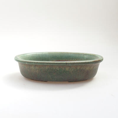 Ceramic bonsai bowl 14.5 x 10 x 4 cm, color green-brown - 1