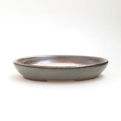 Ceramic bonsai bowl 15 x 10.5 x 3 cm, gray color - 1