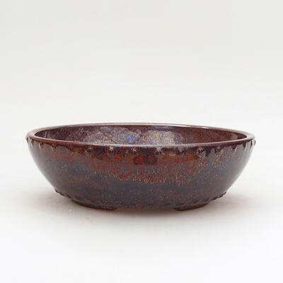 Ceramic bonsai bowl 17 x 17 x 5.5 cm, brown-metal color - 1