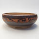 Ceramic bonsai bowl 14.5 x 14.5 x 5 cm, brown color - 1/4