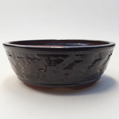 Ceramic bonsai bowl 16 x 16 x 5.5 cm, brown color - 1
