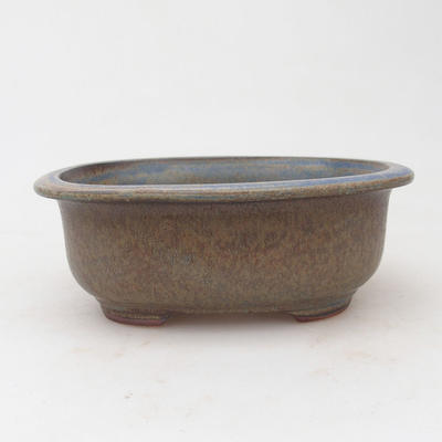 Ceramic bonsai bowl 15,5 x 12,5 x 6 cm, brown-blue color - 1