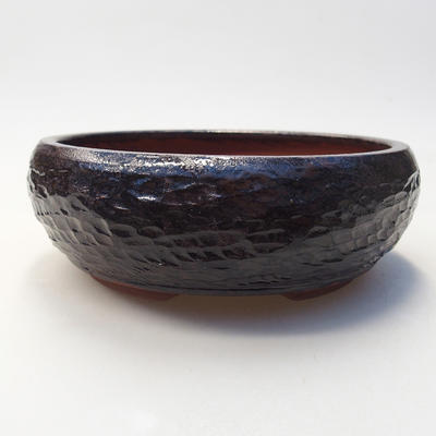 Ceramic bonsai bowl 15 x 15 x 5.5 cm, brown color - 1