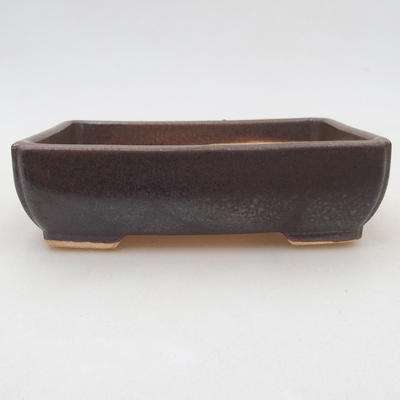 Ceramic bonsai bowl 13 x 10 x 4 cm, brown color - 1