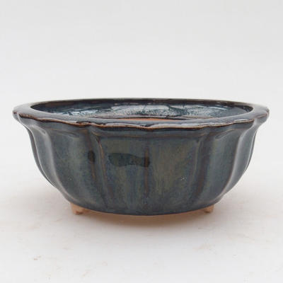 Ceramic bonsai bowl 11,5 x 11,5 x 4,5 cm, brown-blue color - 1