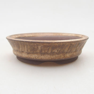 Ceramic bonsai bowl 9.5 x 9.5 x 2.5 cm, beige color - 1