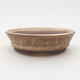 Ceramic bonsai bowl 9.5 x 9.5 x 2.5 cm, beige color - 1/4
