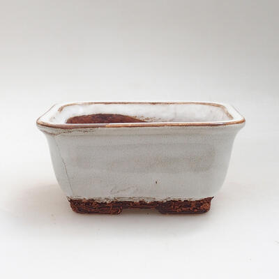 Ceramic bonsai bowl 12 x 10.5 x 6 cm, color white-brown - 1